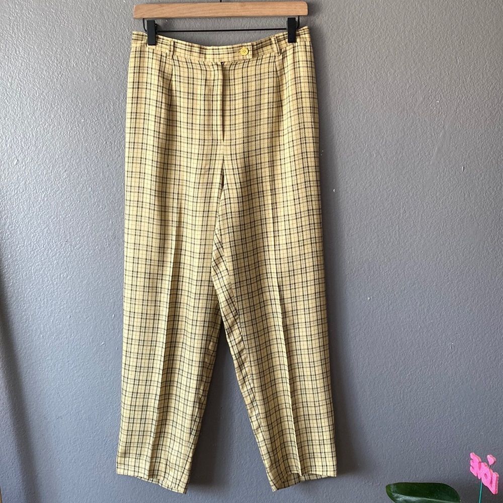 Vintage August Silk Logic Plaid Print Pant